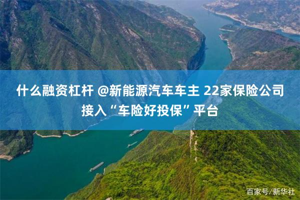 什么融资杠杆 @新能源汽车车主 22家保险公司接入“车险好投保”平台