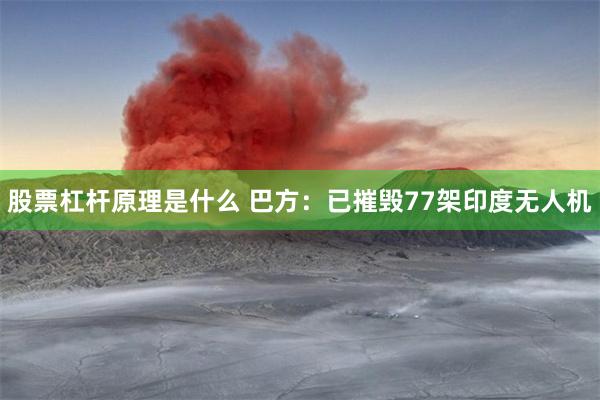 股票杠杆原理是什么 巴方：已摧毁77架印度无人机